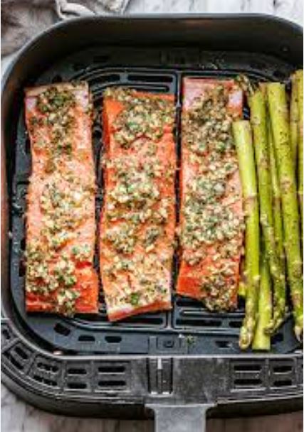 salmon and asparagus in air fryer
